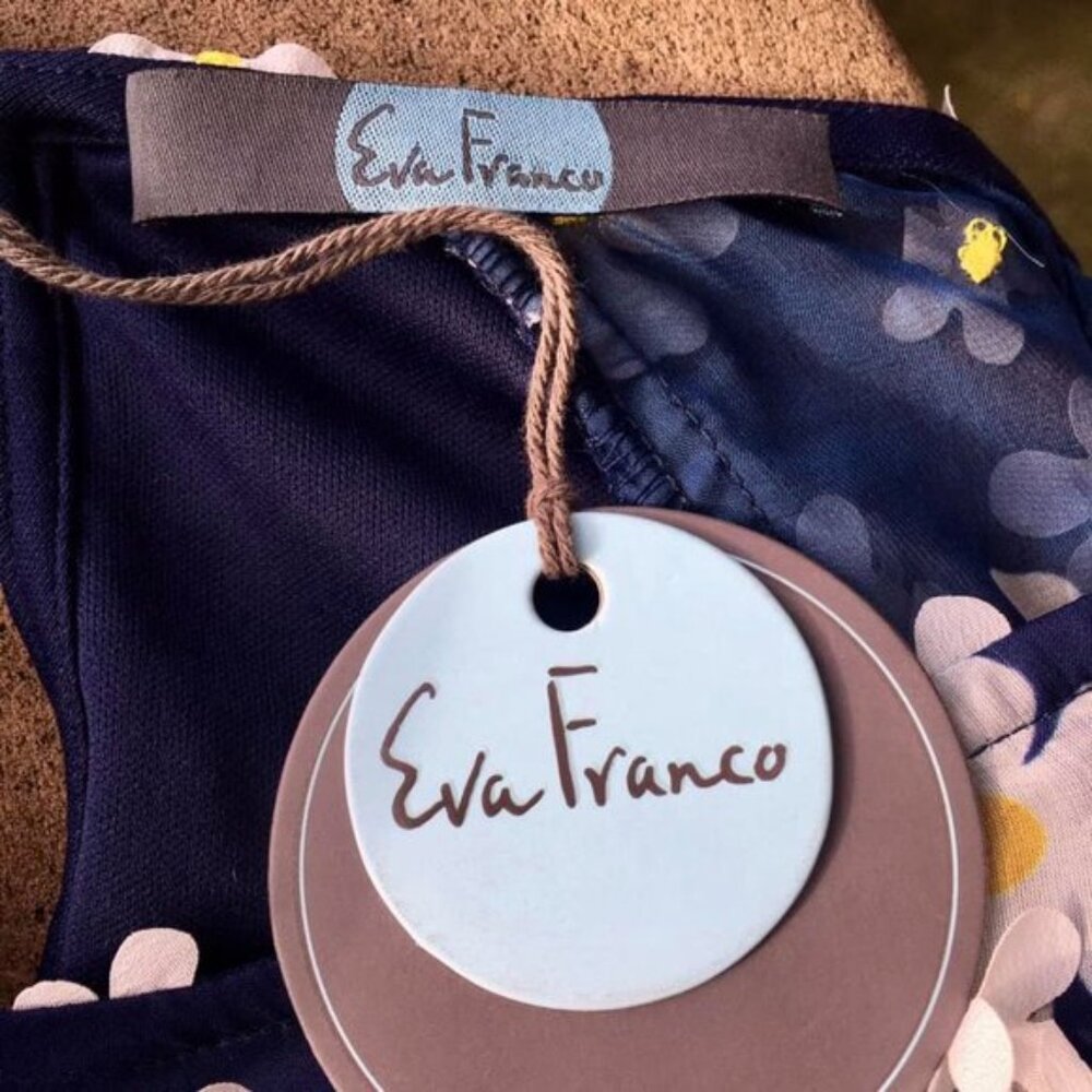 Eva Franco Sasha Toulouse Petal Daisy Sheer Blouse Navy XS NWT - Picture 5 of 5